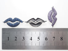 Load image into Gallery viewer, CZ Micro Pave Cobalt/Fuchsia/Violet Amethyst/Turquoise/Black Lip Connector, CZ Pave Connector Gumental, 13x30mm sku#BY032/E191