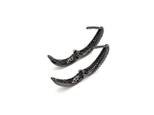 Load image into Gallery viewer, CZ Micro Pave Double Raw Huggie Earring, Leverback ear wires, cubic zirconia micro pave earrings, 5x20mm, sku#J243