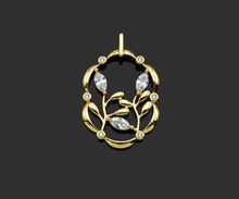 Load image into Gallery viewer, CZ Micro Pave Flower On Picture Frame Shape Pendant,18K Gold Charm, Necklace Bracelet Charm Pendant, 31x20mm,Sku#FH157