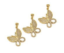 Load image into Gallery viewer, CZ Micro Pave Butterfly Shape Pendant/Charm,Cubic Zirconia Charm, Necklace Bracelet Butterfly Charm Pendant,19x21mm, Sku#LK197