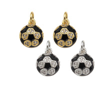 Load image into Gallery viewer, CZ Pave Black Enamel Soccer Ball Pendant, Pave Soccer Ball Charm, Sports Ball pendant, Enamel Jewelry,10x12mm,sku#F1350