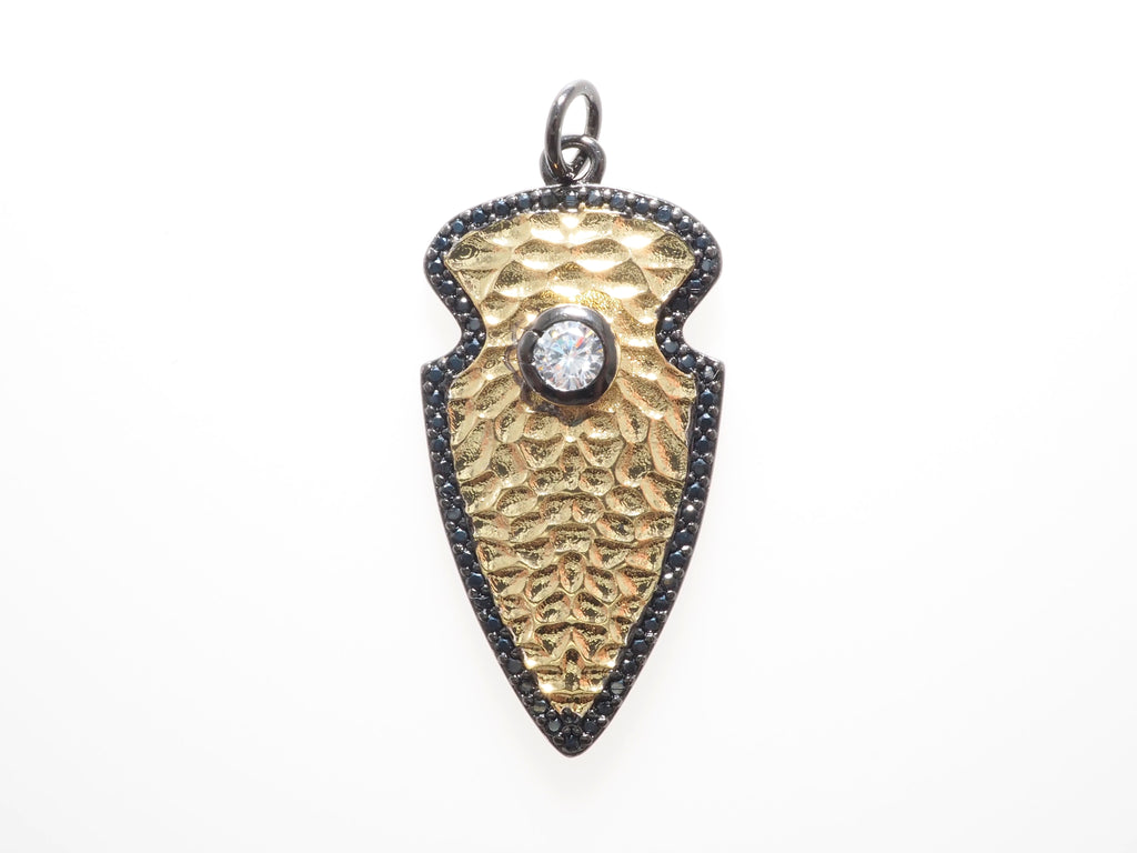 CZ Micro Pave Shield Symbol Pendant,Gold/Silver/Black/Rose Gold Plated,Cubic Zirconia Jewelry Findings,15x32mm,sku#F486