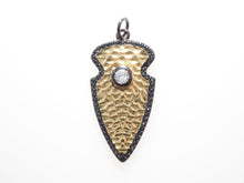 Load image into Gallery viewer, CZ Micro Pave Shield Symbol Pendant,Gold/Silver/Black/Rose Gold Plated,Cubic Zirconia Jewelry Findings,15x32mm,sku#F486