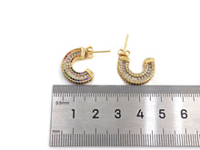 Load image into Gallery viewer, CZ Micro Pave Semicircle C Shape Earrings, sku#J229
