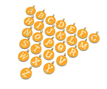 Load image into Gallery viewer, New Trendy Mustard Gold Enamel Initials Letter Charm/Pendant, Enamel Initial Alphabet Letters, Custom Naming Pendants, 25x28mm,sku#ML38