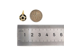 Load image into Gallery viewer, CZ Pave Black Enamel Soccer Ball Pendant, Pave Soccer Ball Charm, Sports Ball pendant, Enamel Jewelry,10x12mm,sku#F1350