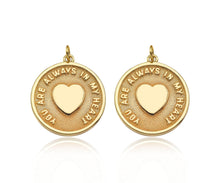Load image into Gallery viewer, 14K Gold Filled Heart On Round Medallion Pendant,SKU#LX03