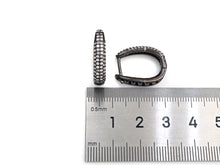 Load image into Gallery viewer, CZ Micro Pave Double Raw Huggie Earring, Leverback ear wires, cubic zirconia micro pave earrings, 5x20mm, sku#J243