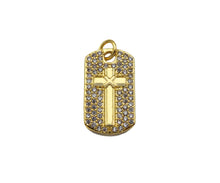 Load image into Gallery viewer, CZ Cross On Rectangle Shape Charm, Sku#LK198