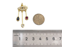 Load image into Gallery viewer, Clorful CZ Micro Pave Evil Eye With Heart Teardrop Coin Pendant Shape Charm Pendant, Cubic Zirconia Evil Eye Charm,16x38mm,Sku#LK159