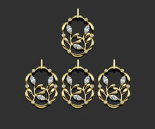 Load image into Gallery viewer, CZ Micro Pave Flower On Picture Frame Shape Pendant,18K Gold Charm, Necklace Bracelet Charm Pendant, 31x20mm,Sku#FH157