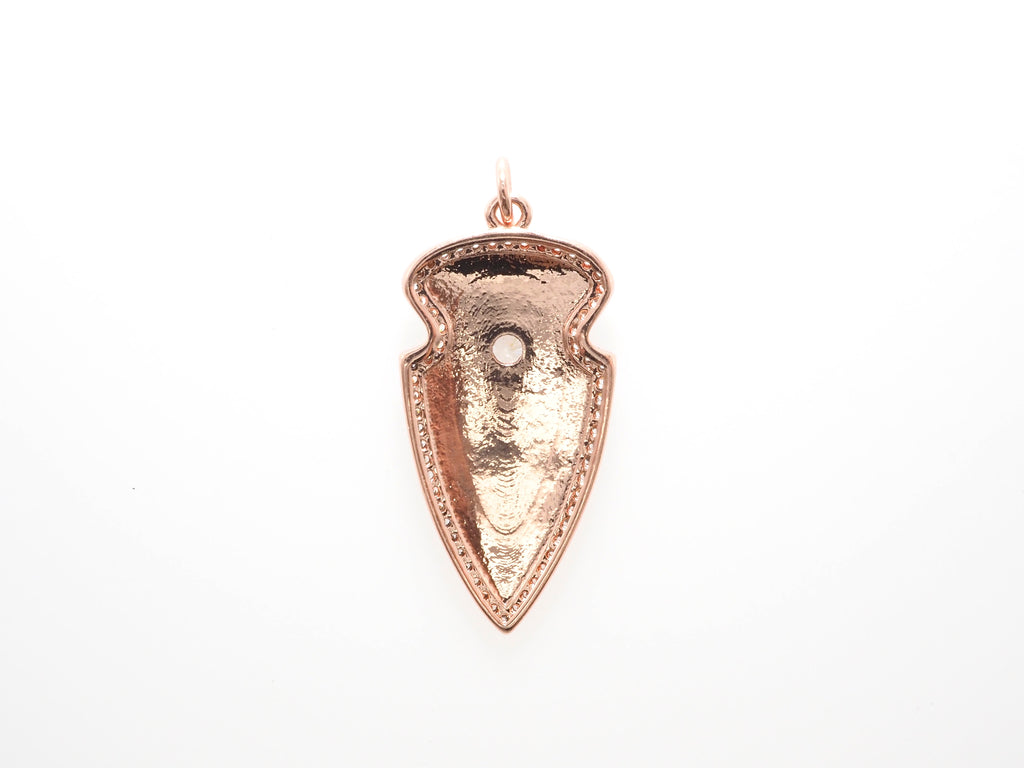 CZ Micro Pave Shield Symbol Pendant,Gold/Silver/Black/Rose Gold Plated,Cubic Zirconia Jewelry Findings,15x32mm,sku#F486
