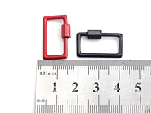 Load image into Gallery viewer, Colorful Enamel Rectangle Shape Clasp, Enamel Clasp, Black/Red/Pink/White/Blue Carabiner Clasp, 14x23mm, sku#H243