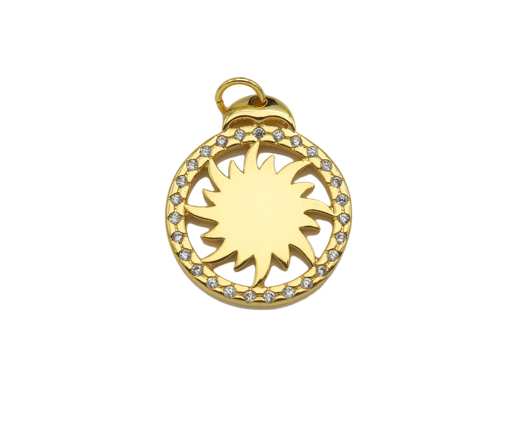 CZ Micro Pave Whirlwind On Round Ring Shape Pendant,Cubic Zirconia Medallion Charm, Necklace Bracelet Charm Pendant, 18x21mm, Sku#F1393