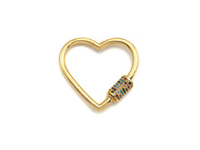 Load image into Gallery viewer, Colorful CZ Micro Pave Heart Shape Clasp, sku#K82