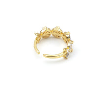 Load image into Gallery viewer, Big CZ Micro Pave Flower Shape Adjustable Ring,18K Gold Filled Open Ring, CZ Flower Ring, 21mm,Sku#X238