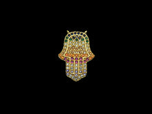 Load image into Gallery viewer, Colorful CZ Micro Pave Hamsa Hand Pendant/Charm,Cubic Zirconia Paved Charm, Necklace Bracelet Charm Pendant, 14x21mm,sku#F1144