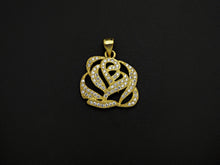 Load image into Gallery viewer, CZ Micro Pave Rose Flower Pendant/Charm,Cubic Zirconia Paved