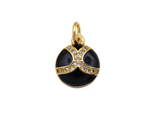 Load image into Gallery viewer, CZ Pave Black Enamel Soft Ball Pendant, Sport Ball pendant,Sport ball charm,10x12mm,sku#F1351