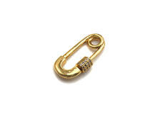 Load image into Gallery viewer, Clear CZ Micro pave Safety Pin Lock Clasp, CZ Pave Pin Lock