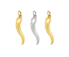 Load image into Gallery viewer, 18k Shiny Gold/Silver Italian Horn Charms, Protection Horn Charms, Chilli Shape Pendant, Bracelet Necklace Charms, 5x26mm, sku#L457