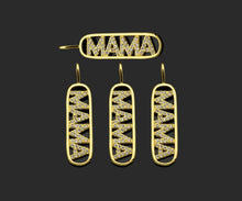 Load image into Gallery viewer, CZ Micro Pave Mama Word On Long Oval Frame Shape Pendant, 18K Gold Filled Charm, DIY Mother's Day Necklace Bracelet Pendant,9x36mm,Sku#JL49
