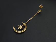 Load image into Gallery viewer, CZ  Moon North Star Dangle Earrings, Sku#J244