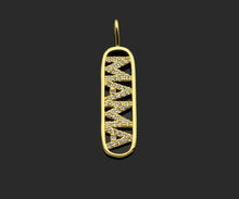 Load image into Gallery viewer, CZ Micro Pave Mama Word On Long Oval Frame Shape Pendant, 18K Gold Filled Charm, DIY Mother's Day Necklace Bracelet Pendant,9x36mm,Sku#JL49