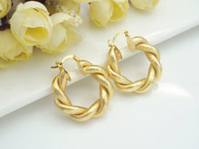 Load image into Gallery viewer, Matte Gold Twisted Hoop Earrings, Bold Gold Hoop Earrings, C