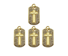 Load image into Gallery viewer, CZ Cross On Rectangle Shape Charm, Sku#LK198