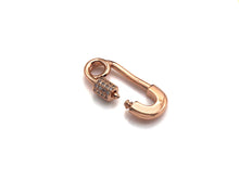 Load image into Gallery viewer, Clear CZ Micro pave Safety Pin Lock Clasp, CZ Pave Pin Lock