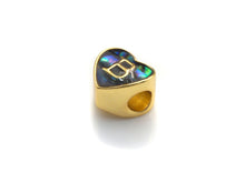 Load image into Gallery viewer, New Trendy Abalone Gold Heart Beads, A-Z 26 Initials Letter Space Beads, Initial Letter Charm, 7x9x10mm,sku#G421