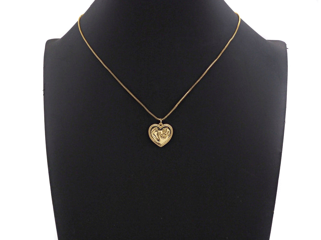 High Polished Hand and Foot On Heart Shape Charms,  18x18mm,Sku#F1273C