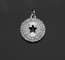 Load image into Gallery viewer, CZ Micro Pave Hollow Out Five Star On Round Coin Shape Pendant, Gold/Silver Plated,Necklace Bracelet Charm Pendant,14x16mm,sku#F1253