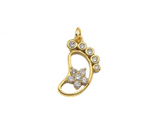 Load image into Gallery viewer, CZ Micro Pave Foot Shape Pendant,18K Gold Star Charm, Necklace Bracelet Charm Pendant,12x21mm,Sku#FH158