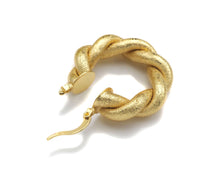 Load image into Gallery viewer, Matte Gold Twisted Hoop Earrings, Bold Gold Hoop Earrings, C