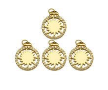 Load image into Gallery viewer, CZ Micro Pave Whirlwind On Round Ring Shape Pendant,Cubic Zirconia Medallion Charm, Necklace Bracelet Charm Pendant, 18x21mm, Sku#F1393