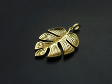 Load image into Gallery viewer, CZ Micro Pave Large Leaf Shape Pendant, Large Leaf Pendants, 30x41mm,sku#F1101