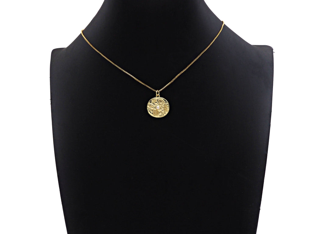 CZ Micro Pave Underwater World pearl Center Coin Pendant/Charm,Sheell Snail Pearl, sku#L400