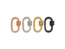 Load image into Gallery viewer, Oval Shape Clasp, CZ Pave Clasp, Gold/Silver/Rose Gold/Gunmetal Carabiner Clasp, 19x29mm, sku#H190