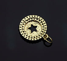 Load image into Gallery viewer, CZ Micro Pave Hollow Out Five Star On Round Coin Shape Pendant, Gold/Silver Plated,Necklace Bracelet Charm Pendant,14x16mm,sku#F1253