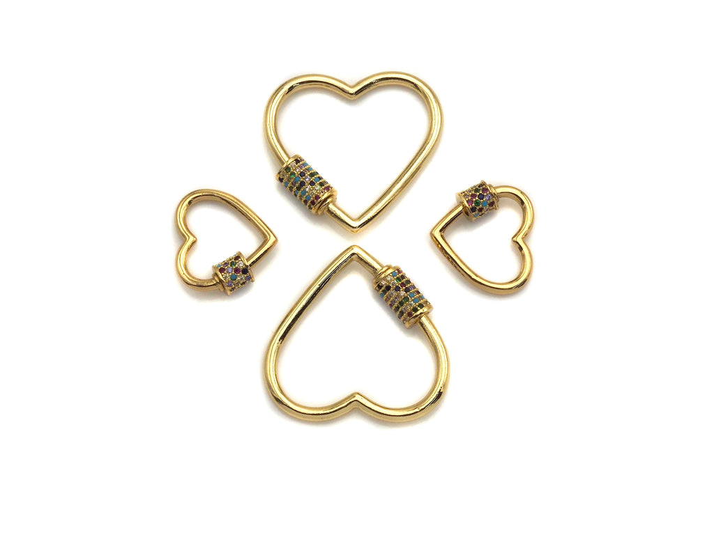Colorful CZ Micro Pave Heart Shape Clasp, sku#K82