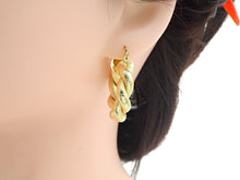 Load image into Gallery viewer, Matte Gold Twisted Hoop Earrings, Bold Gold Hoop Earrings, C