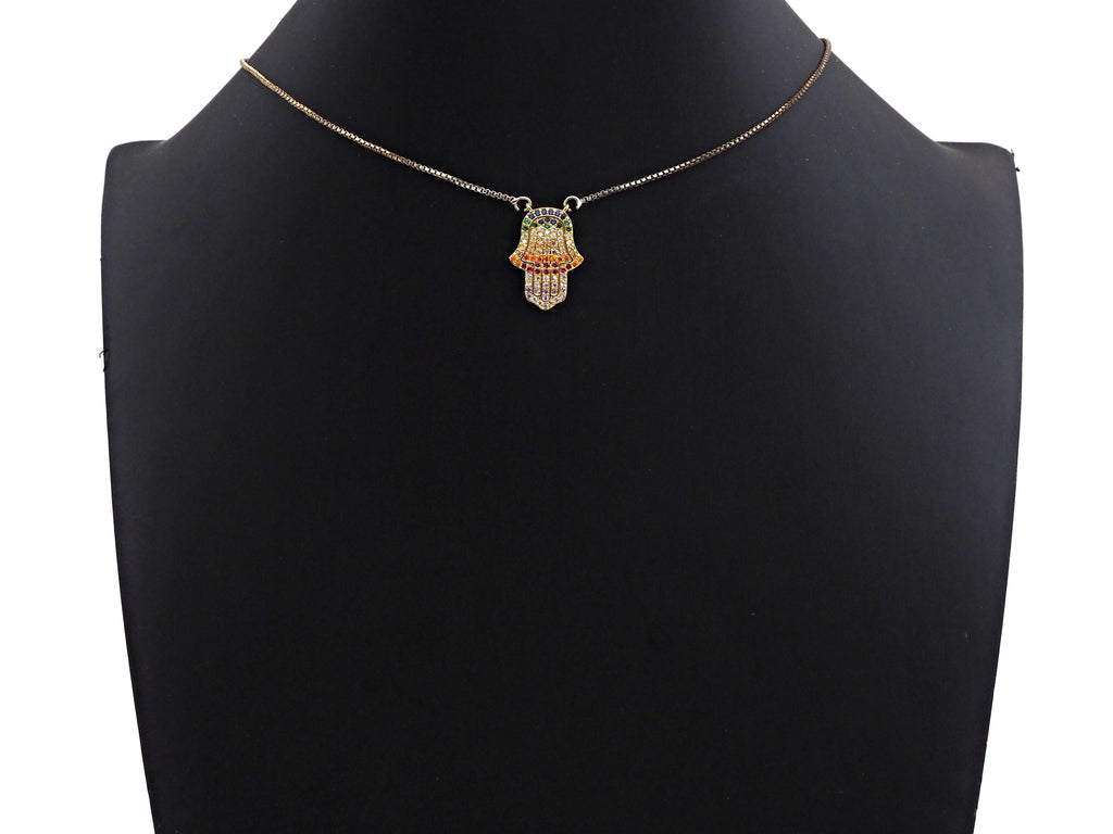 Colorful CZ Micro Pave Hamsa Hand Pendant/Charm,Cubic Zirconia Paved Charm, Necklace Bracelet Charm Pendant, 14x21mm,sku#F1144