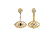 Load image into Gallery viewer, CZ Evil Eye Dnagle Earrings, Sku#J231