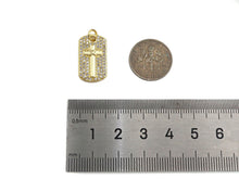 Load image into Gallery viewer, CZ Cross On Rectangle Shape Charm, Sku#LK198
