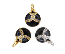 Load image into Gallery viewer, CZ Pave Black Enamel Soft Ball Pendant, Sport Ball pendant,Sport ball charm,10x12mm,sku#F1351