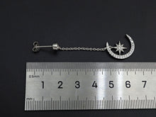 Load image into Gallery viewer, CZ  Moon North Star Dangle Earrings, Sku#J244