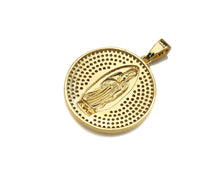 Load image into Gallery viewer, CZ Micro Pave Virgin Mary On Round Coin Shape Pendant,18K Gold Filled/Silver Medallion Charm, Necklace Bracelet Pendant,26x29mm,Sku#F1406