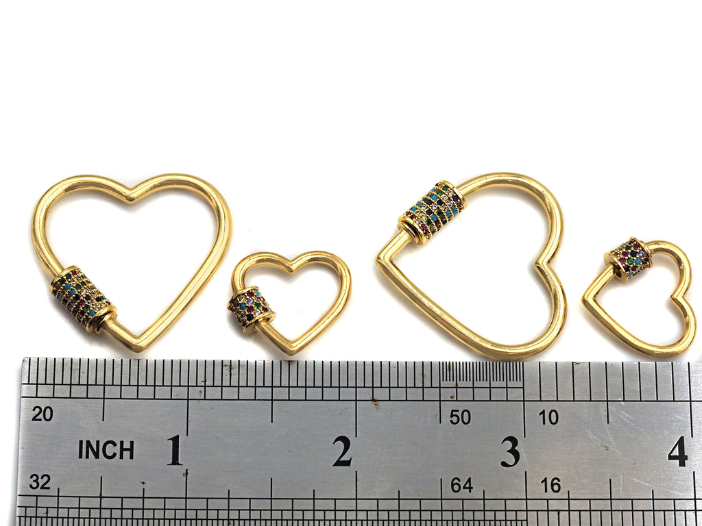 Colorful CZ Micro Pave Heart Shape Clasp, sku#K82